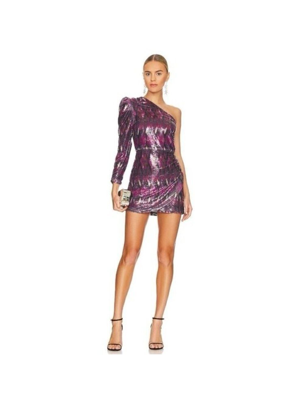 Misa Los Angeles Pink Sequin One-Shoulder Dress
